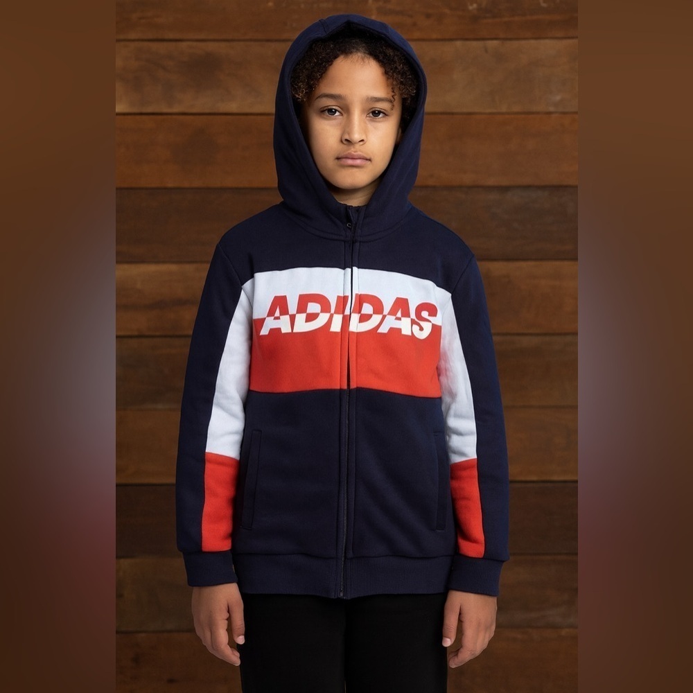 Adidas unisex youth boy girl youth Small 7-8 year full zip jacket coat climalite
